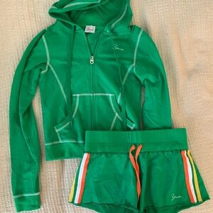 Bamba Swim Esprite Forest Green Hoodie Jacket & Shorts Set Y2K Lounge Set XS